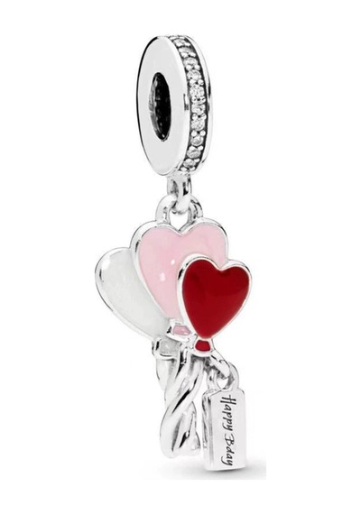 Renkli Balonlar Sallantılı Charm / Asafaccessory Gümüş Kaplama Pembe