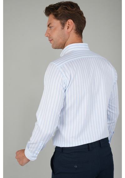 Bisse Uzun Kollu Regular Fit Çizgili Erkek Mavi Gömlek Gmczg252130 C35 Mavi