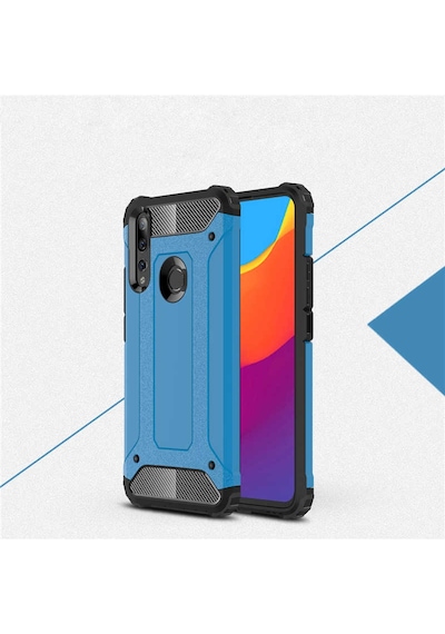 ekılıf - Huawei Y9 Prime 2019 uyumlu - Kılıf Çift Katman Zırh Tank Crash Military Kapak - Mavi