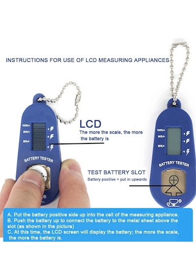 Siyah-üniversal İşitme Cihazı Pili Test Pil Test Cihazı Dijital Ölçüm Cihazı Lcd Ekran Düğme Pili