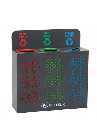 3 Lü Sıfır Atık Geri Dönüşüm Ünitesi Gd-1014 Metal Atık Ayrıştırma Sistemi Hey Çelik