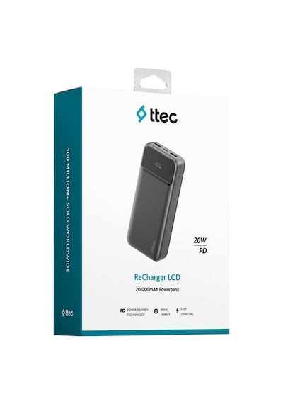 Ttec 2BB268S Recharger LCD 20.000 mAh PD 20W Taşınabilir Hızlı Şarj Aleti/Powerbank