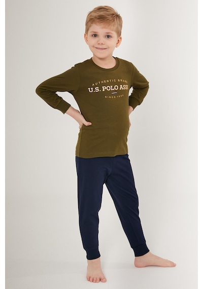 U.s. Polo Assn Shiny Kahverengi Erkek Çocuk Uzun Kol Pijama Takım Kahverengi