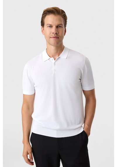 Back And Bond Regular Fit Düğmeli Beyaz Polo Yaka Tişört