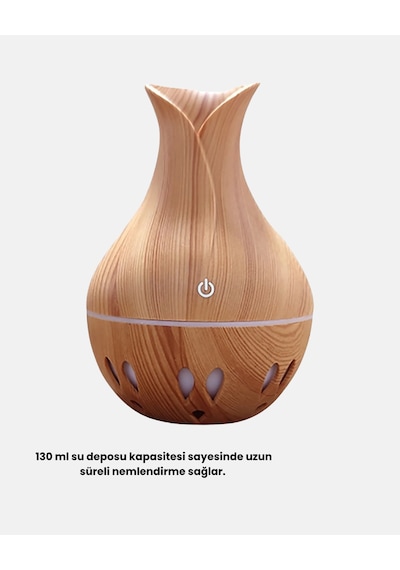 Ahşap Desenli 130 Ml Aromaterapi Difüzör Sessiz Ve Usb Bağlantılı