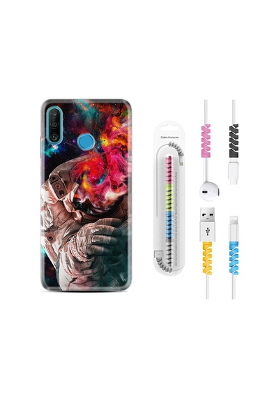 Huawei P30 Lite Kılıf Kablo Koruyuculu Fire Astronout 1847