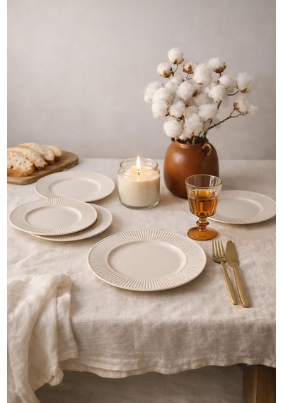 Krem Myra Pasta Tabağı 22 Cm 6 Adet 030 Çok Renkli