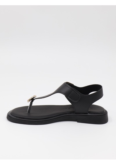 Nesilshoes Nesil Shoes Dvm 219 Siyah Tokası Cırtlı Parmak Arası Sandalet