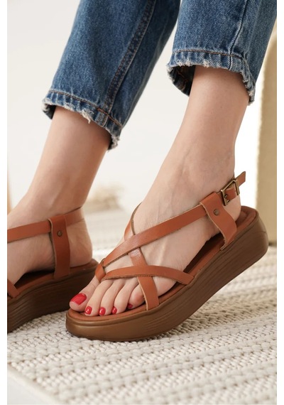 Trendella Taba Hakiki Deri Sandalet Tr31my60a Siyah