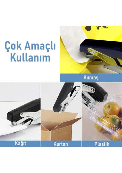 Valkyrie Profesyonel Metal Zımba Tabancası 60 Sayfa Kapasite 1000 Zımba Teli Hediye Ofis Ve Ev Dayanıklı Siyah