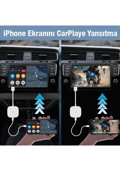 Coofbe iOs Car Play Aktarım Adaptörü Apple Uyumlu iPhone İle Ekran Yansıtıcı Kablosuz iOs Car Play Dönüştürücü
