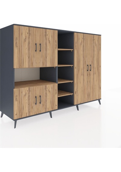 Kronos Dolap 13 Raflı 6 Kapaklı 220x59x163 Antrasit-çam Antrasit-çam Kronos Dolap 13 Raflı 6 Kapaklı 220x59x163 Antrasit-çam Antrasit-çam