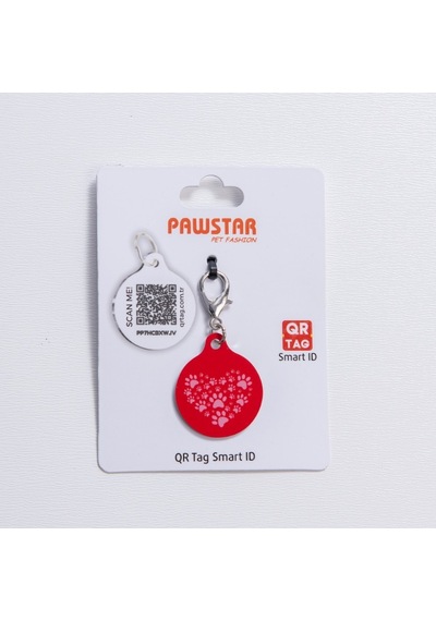 Kırmızı Kalp Desenli Qr Tag Evcil Hayvan Künyesi İsimlik Pet Tag Köpek Künyesi Kedi Künyesi Qr Kodlu Künye Beyaz