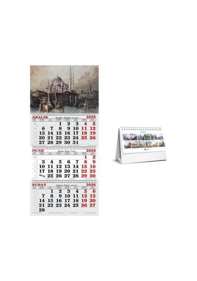 2026 Yılı Gravür Gemici Takvimi Ve Masa Takvimi -thomas Allom Camii Gravürü 1838