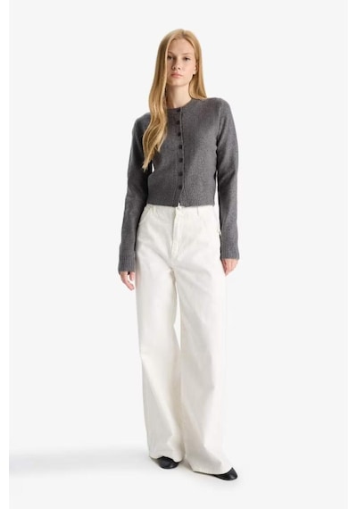Defacto Coool Slim Fit Dar Kesim Bisiklet Yaka Düğmeli Hırka E8236ax25wnar61 Antrasit