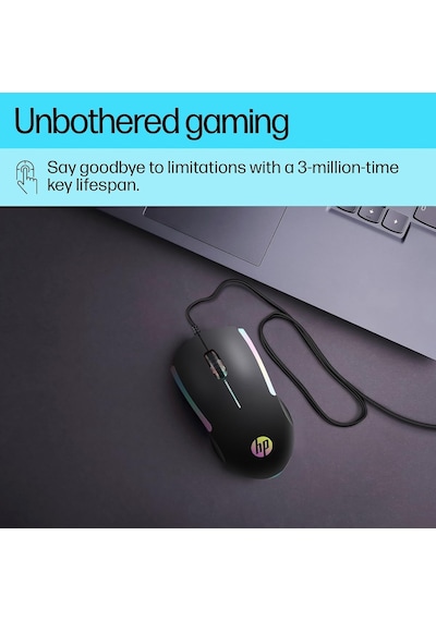 M160 Usb Kablolu Optik Gaming Mouse - Kaydırmaz Rubber Doku & Terletmeyen Soft-touch Yüzey , Rgb Led Aydınlatmalı ,1000 Dpı Oyuncu Faresi - Siyah 7zz79aa