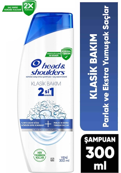 Head And Shoulders Klasik Bakım 2si1 Arada Şampuan 300 Ml Tüm Saç Tipleri