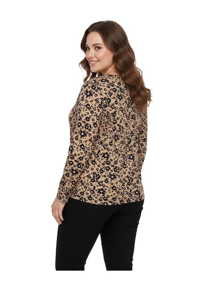 Linsolita Kadın V Yaka Baskılı 2 Düğmeli Bluz Bgl-st05093 CAMEL