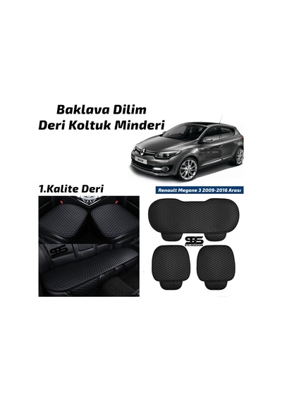 Renault Megane 3 2009-2016 Arası Siyah Deri Oto Koltuk Minderleri
