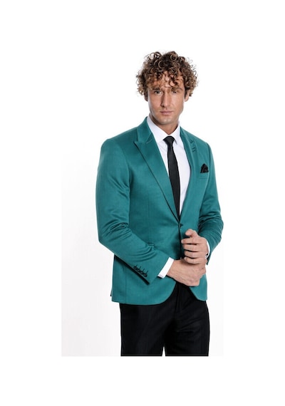 Wessi Pamuk Slim Fit Desensiz Yeşil Erkek Ceket 001