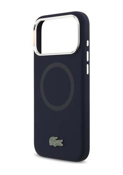 Apple Uyumlu iPhone 17 Pro Max Kılıf Lacoste Lisanslı M-safeli İkonik Metal Kamera Çerçeveli Silikon Kapak Lacive Lacivert
