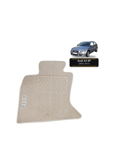 Oto Halı Paspas Seti Audi A3 8p 2003 2011 Uyumlu - Bej Logolu Kaymaz & Şık Tasarım