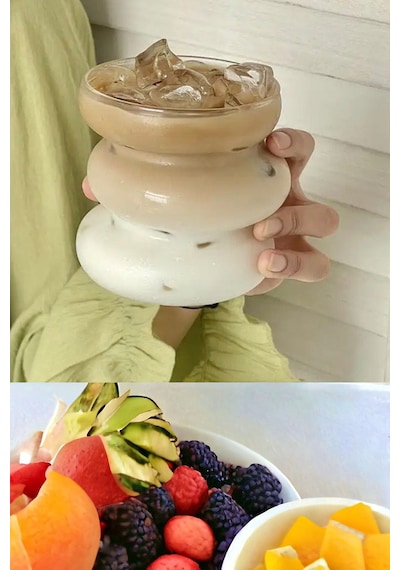 1 Adet Isıya Dayanıklı Dalgalı - Soğuk Sıcak Kahve Bardağı