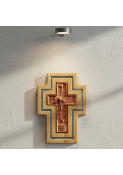 Epoksi Kanallı El Yapımı Ahşap Haç , Karanlıkta Parlayan Epoksi Sanatı, Hristiyan Ev Dekorasyonu 66064589