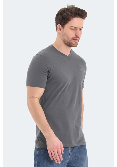 Slazenger Rıvaldo Erkek V Yaka Koyu Gri Tişört Koyu Gri