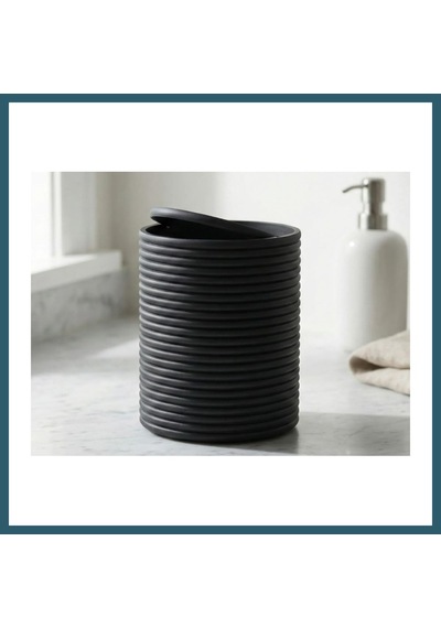 Bezos 3d Baskı Mini Yivli Çöp Kutusu Sallanır Kapaklı Masaüstü Banyo Makyaj Masası Kovası 12x9 Cm Antrasit Ob