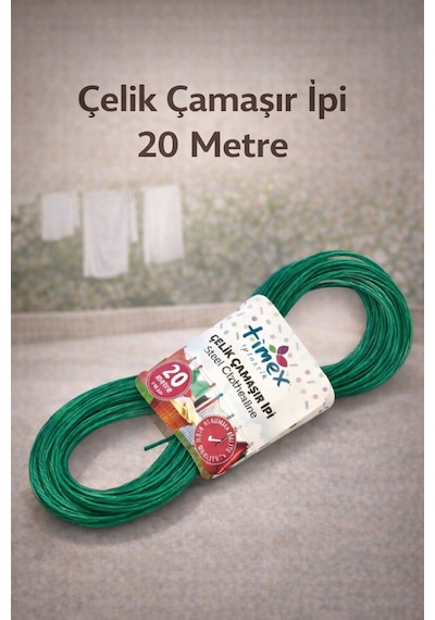 20 Metre Güçlü Çelik Çamaşır İpi - Paslanmaz, Kopmaz, Dayanıklı Kurutma İpi Diğer