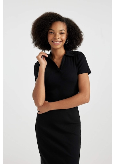 Defacto Fitted Polo Yaka Fitilli Kaşkorse Kısa Kollu Tişört A0379AX24SMBK81 Siyah Defacto Fitted Polo Yaka Fitilli Kaşkorse Kısa Kollu Tişört A0379AX24SMBK81 Siyah