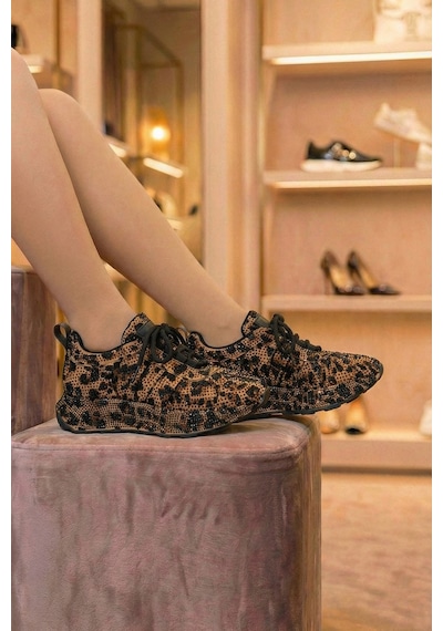 Tw Tonny White New York-119 Taşlı Spor Ayakkabı Leopar