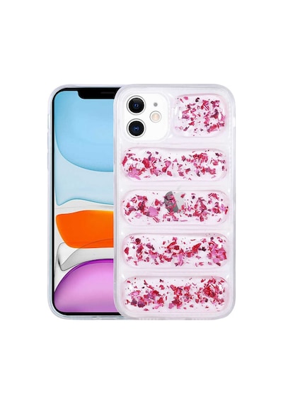Zore İphone 11 Uyumlu Kamera Korumalı Simli Aihttg'li Nvth Dalga Kılıf-pembe Koyu