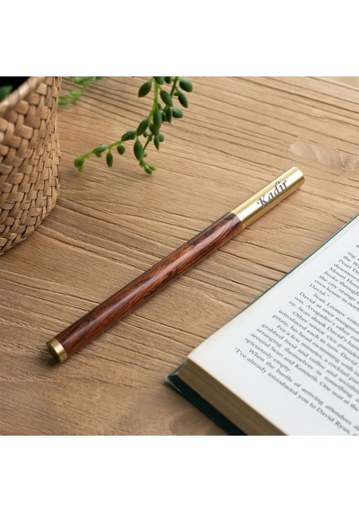 Kişiye Özel İsim Yazılı Yaprak Desenli Deri Defter Ve Kalem Hediye Seti Mavi