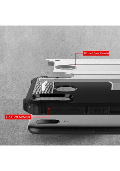 Noktaks - Samsung Galaxy Uyumlu M20 - Kılıf Çift Katman Zırh Tank Crash Military Kapak - Gold