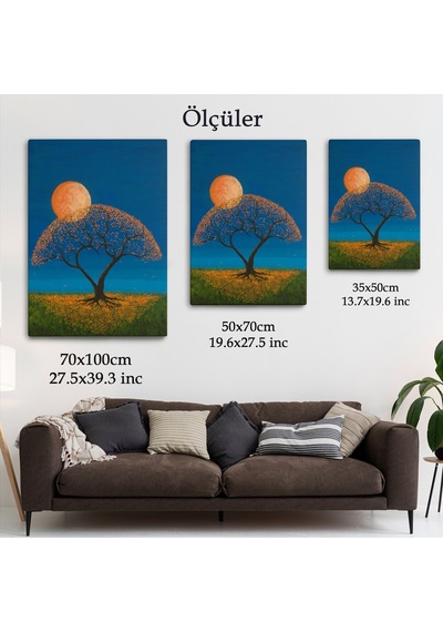Gece Ay Işığındaki Aşk Ağacı Dekoratif Duvar Tablosu-6197