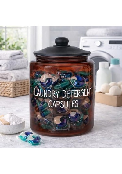 3,8 L Cam Deterjanlık Kavanoz Amber Renk, Kapaklı Laundry Detergent Capsules Saklama Kabı, Çamaşır Deterjan Kapsülü Ve Pod Düzenleyici 7009 3,8 L Cam Deterjanlık Kavanoz Amber Renk, Kapaklı Laundry Detergent Capsules Saklama Kabı, Çamaşır Deterjan Kapsülü Ve Pod Düzenleyici 7009