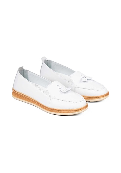 Bestello Püsküllü Poli Loafer 020-049 Kadın Ayakkabı Beyaz