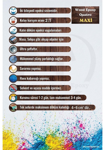 15 Kg Wood Epoxy Quatro Maxi/kalın Döküm Şeffaf Epoksi Reçine Sehpa, Masa Için Yeni