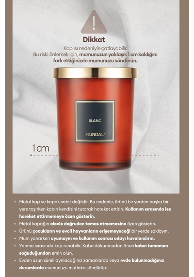 Parfümlü Doğal Soya Mumu Kundal Perfume Natural Soy Wax Candle 500g Blanc