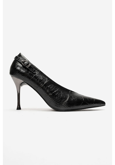 Luvi Shoes Polly Siyah Baskı Kadın Topuklu Ayakkabı