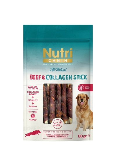 Nutri Canin Sığır Eti Sargılı Kolajen Çubuk 80 Gr Köpek Ödül Maması
