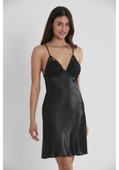 Pierre Cardin 4250 Kadın Saten Dantelli Gecelik&sabahlık Takım - Siyah Siyah