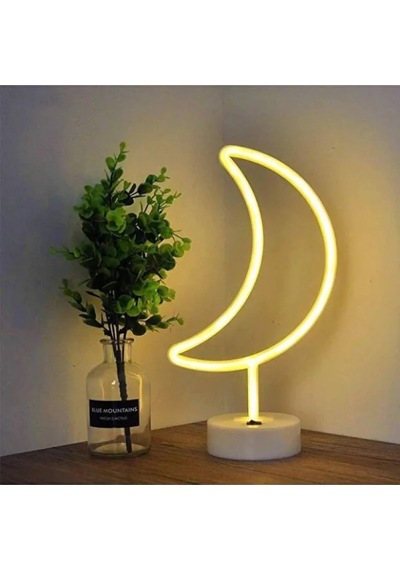 Ay Neon Led Lamba Dekoratif Gece Lambası Neon Işık Ev Ve Oda Aydınlatması 320-2 Sarı