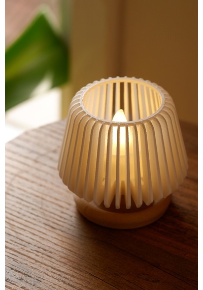 Orion Dekoratif Led Tealight Mumluk Masaüstü Aydınlatma 1 Adet 7x7,5 Cm Ahşap