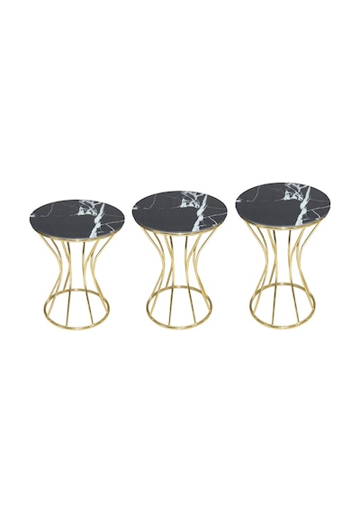 Brc Kum Saat Zigon Model Siyah Mermer Temper Cam Metal Çelik Gold