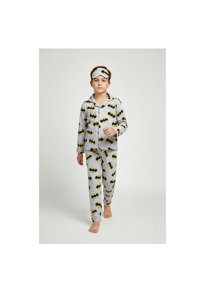 Beka Kids Erkek Çocuk Önden Düğmeli Karakter Desenli Pijama Takımı - Göz Bantlı Gri