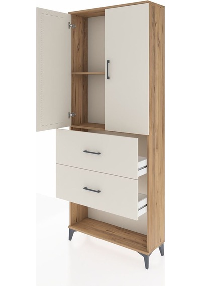 Arges Dolap 2 Raflı 2 Çekmeceli 2 Kapaklı 88x30x221 Çam-aytaşı Çam