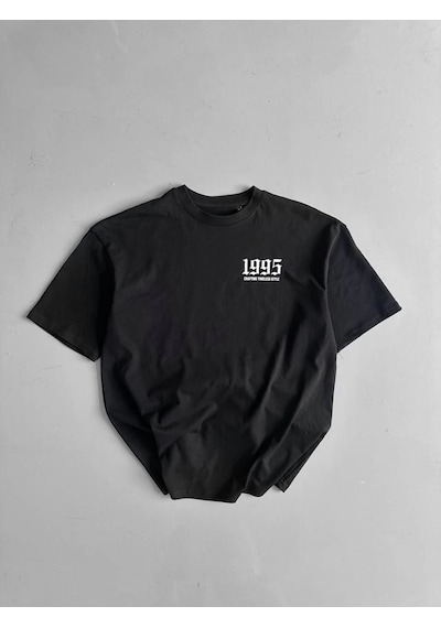Barlashive Erkek Baskılı T-shirt Kısa Kol Bisiklet Yaka Regular Fit Yazlık Tişört - Siyah Çok Renkli